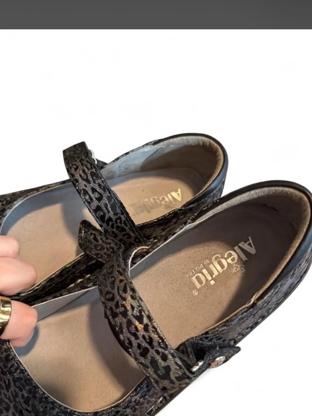 Black Leopard Print Mary Jane Flats with Shimmer